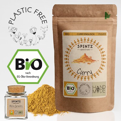 1000g BIO Curry Pulver Englisch mild Gewürzmischung plastikfrei  + Gewürzglas