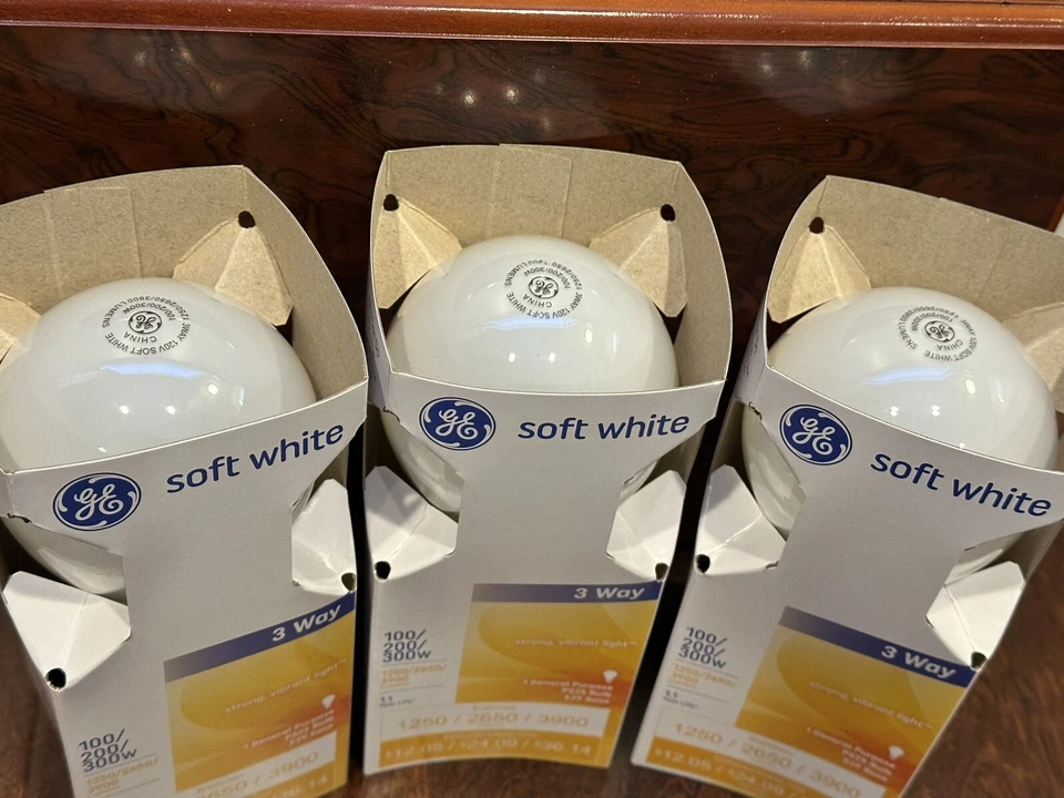 GE - Soft White - “Mogul-Base” - 100/200/300 - 3 Way - E39 Base - PS25 - 3 Pack - Image 2 of 2