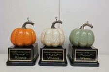3 Halloween Trophies Elegant Gold Accents Pumpkin Carving Contest Best Costume