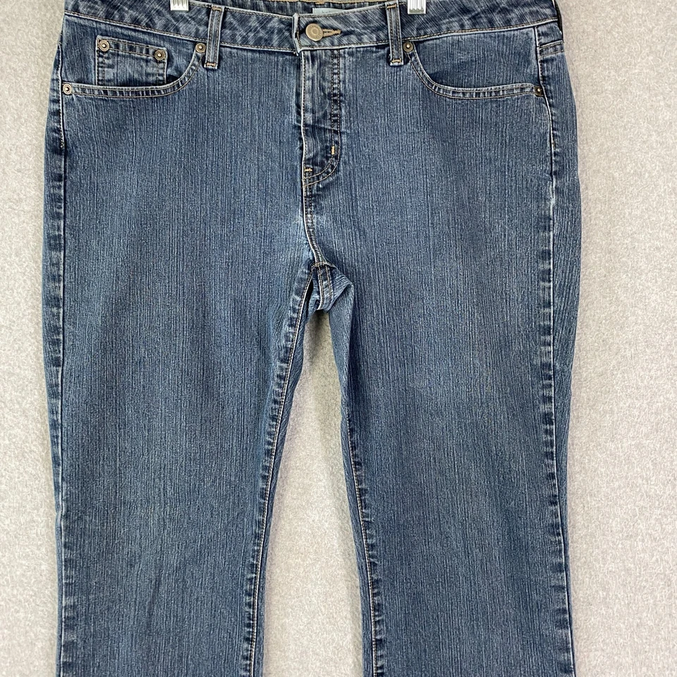 Jeans halógenos para mujer 14L (36x30,5) azul tiro medio pierna recta elástico denim Foto 2 de 4