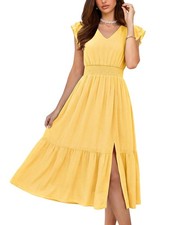 GRACE KARIN 2026 Womens Summer Dresses V Neck Ruffle Sleeve Floral Boho Beach...