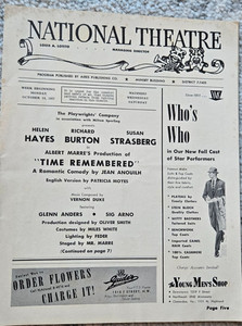 1957 NATIONAL THEATRE PROGRAM TIME REMEMBERED HELEN HAYES RICHARD BURTON D.C.