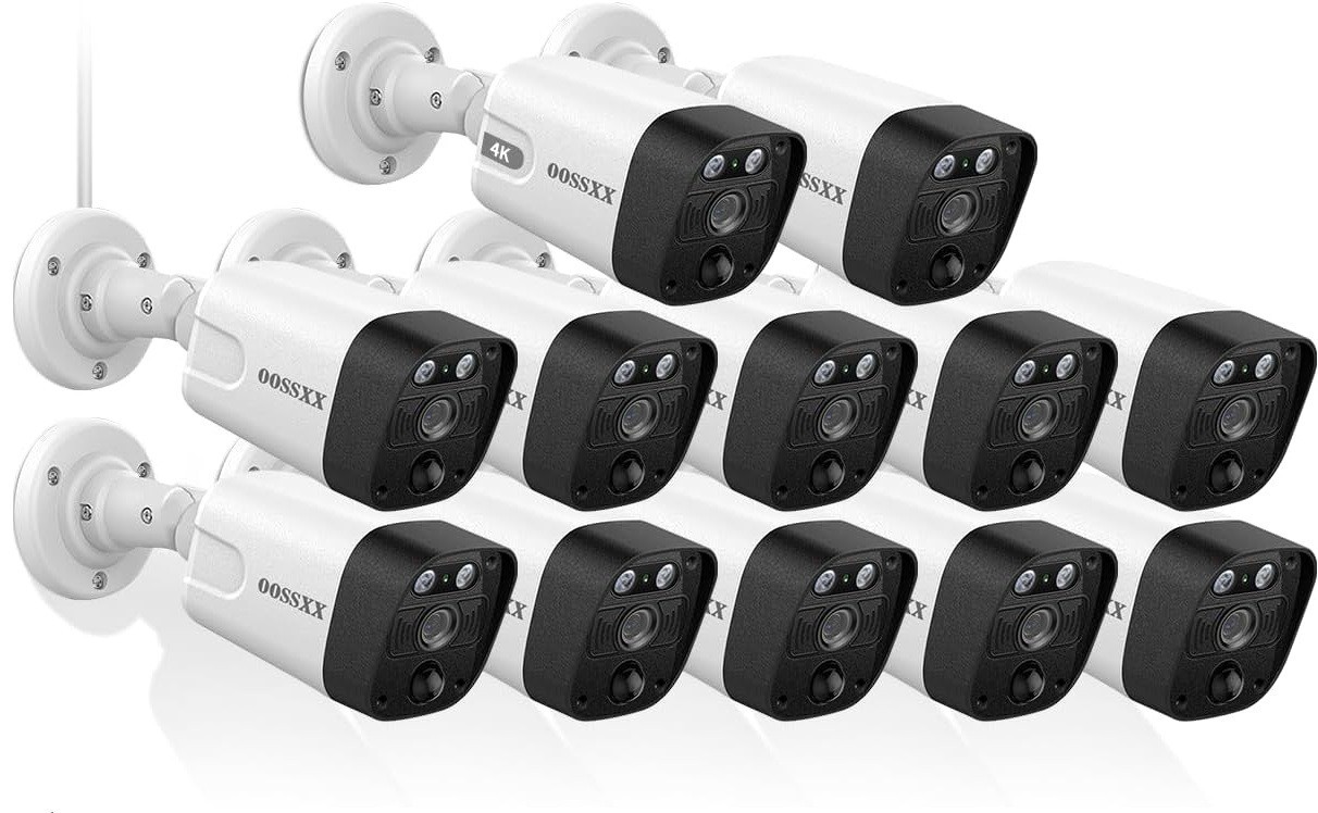 12 Pack OOSSXX 4K PIR POE Extend Camera Outdoor Indoor, IP 4K 8MP, Night Vision