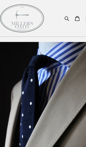 Miller’s Oath Royal and White Cabana Stripe with English Spread Collar Sz M/16 - Picture 10 of 12