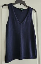 Lauren Ralph Lauren Womens Navy Silk Blend Tank/ Vest V Neck Large 2030
