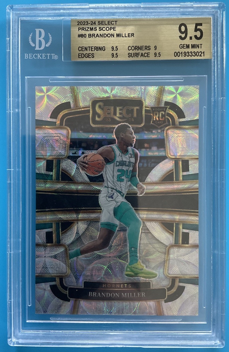 2023-24 Panini Select #80 Brandon Miller RC Rookie Scope Prizm BGS 9.5
