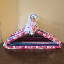 Vintage Handmade Crocheted Hangers Multicolor 1960 s Grandma Core Set/16 NICE