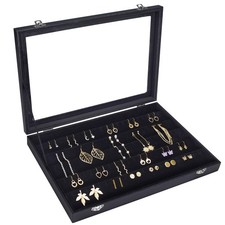 Earring Organizer Tray Jewelry Tray with Lid Earring Storage Box and Jewel...
