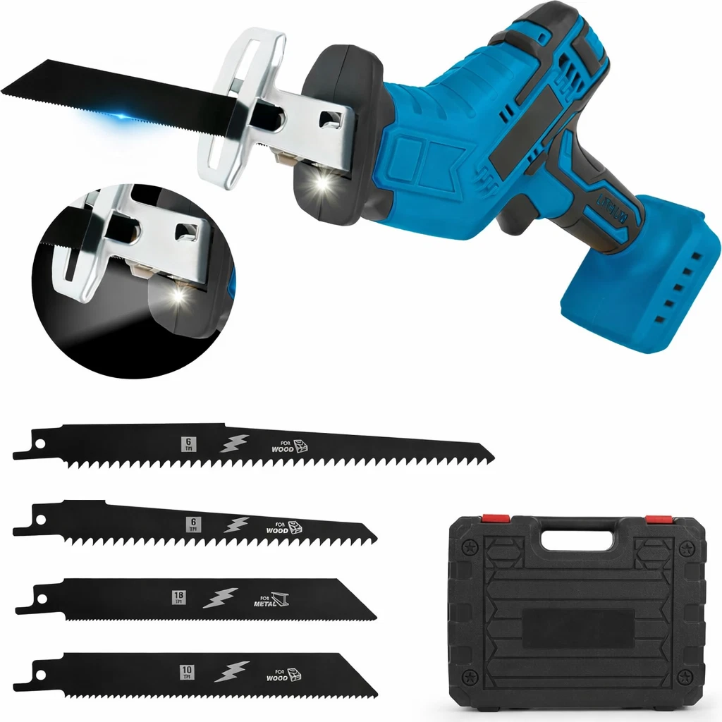 Seghetto Alternativo Energizer 20V Senza Batteria – 2300 Colpi/min, Taglia Legno Fino A 80mm E Metallo 6mm, Cambio Lama Rapido, Inclina Da 0° A 45°, Comodo Aspiratore E 2 Lame Incluse