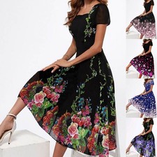 Womens Evening Party Cocktail Floral Dress Ladies Beach Casual Dresses Plus Size