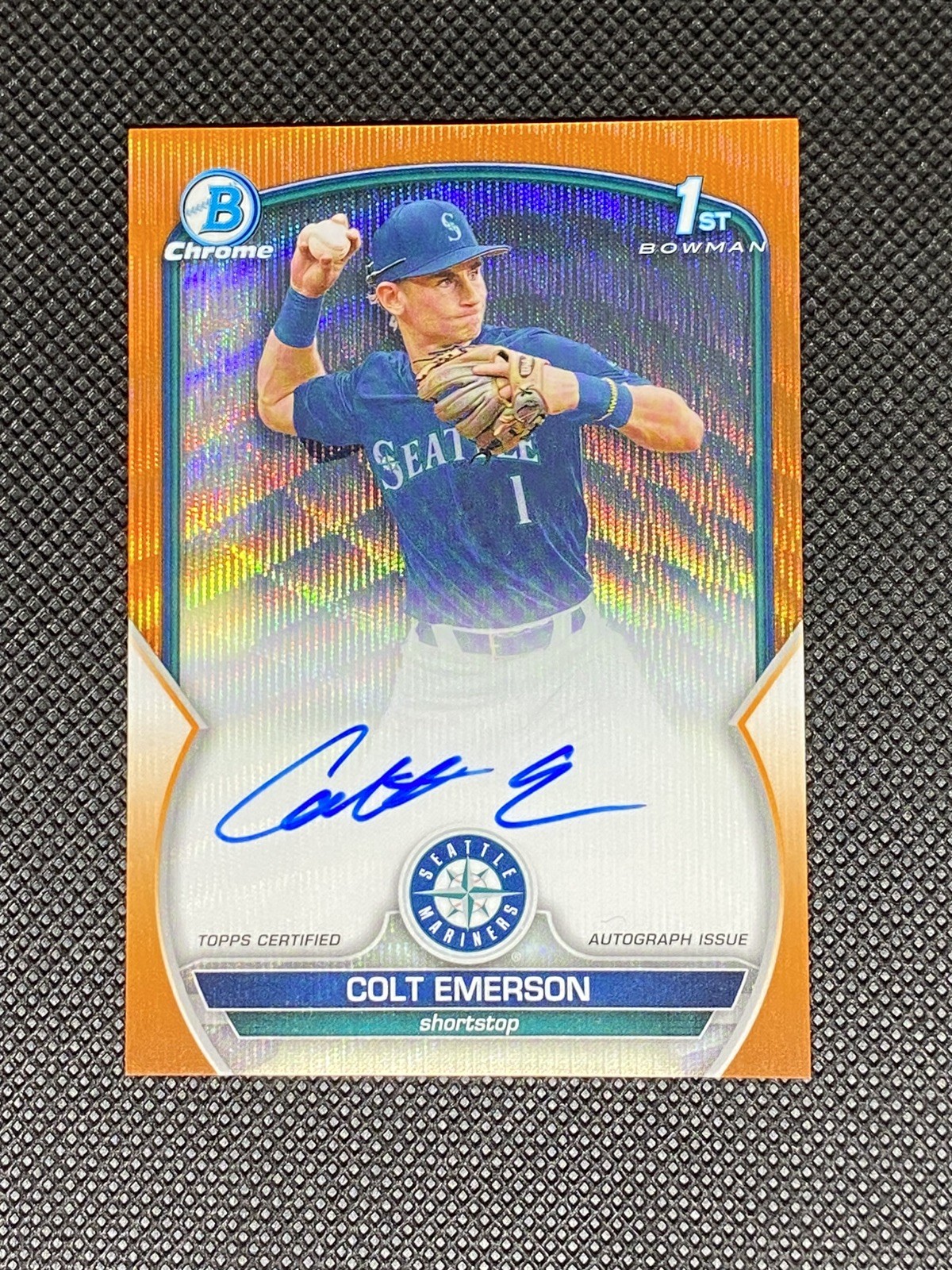 2023 Bowman Draft Chrome Colt Emerson 1st Orange Wave Auto /25 #CDA-CE 🍊🌊