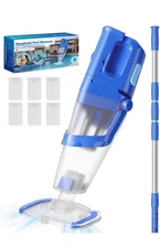 Cordless Pool Vacuum with Telescopic Pole, 18.5 GPM Powerful Suction - Deep Blue