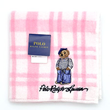 Ralph Lauren Polo Bear Towel Handkerchief Pink Check Cotton Japan New