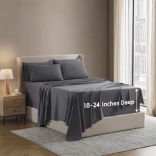 Nestl Extra Deep Full Sheet Set - 6 Piece Breathable & Cooling Sheets - Hotel Lu