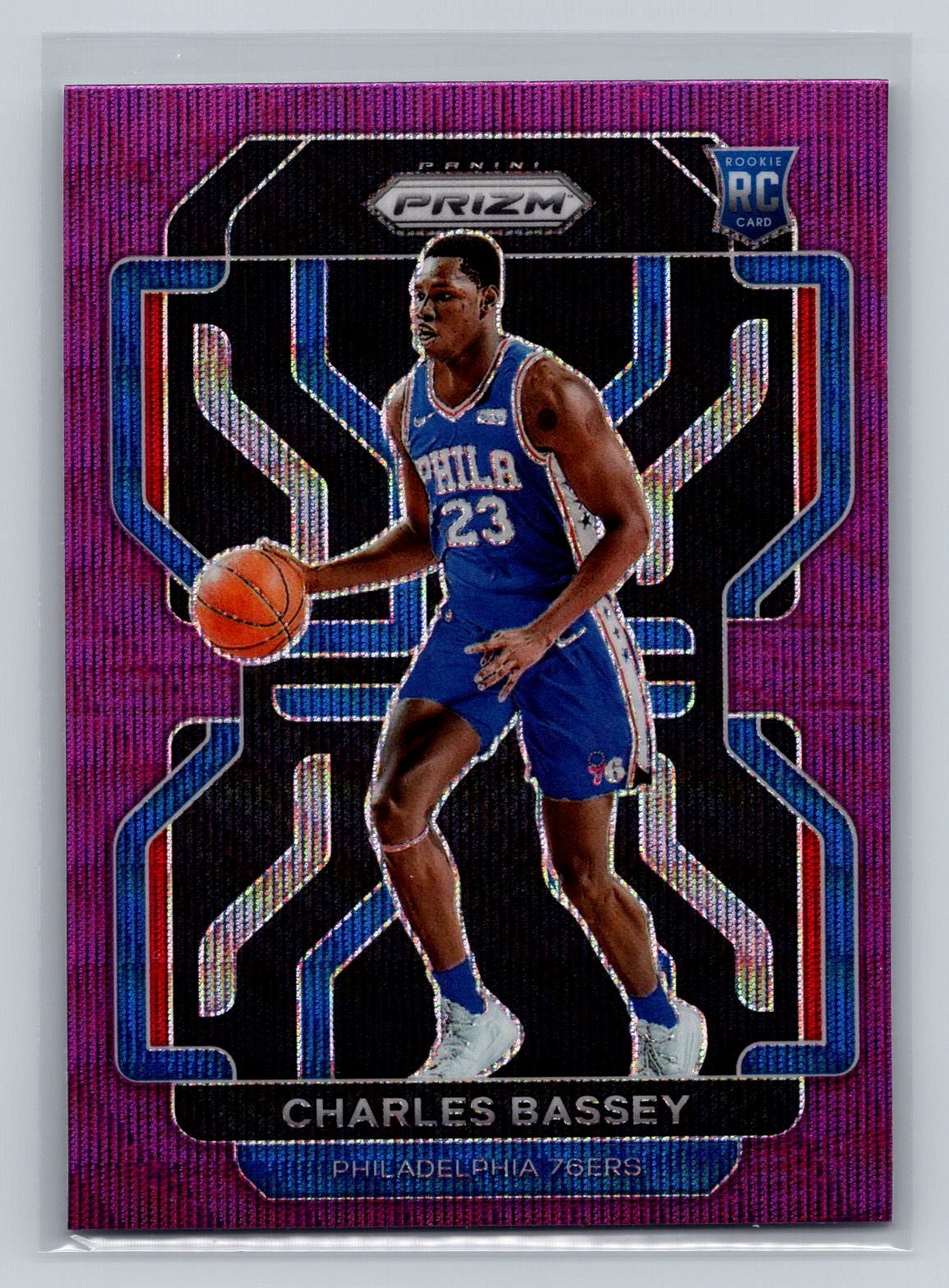 2021 Panini Prizm #304 Charles Bassey   Purple Wave RC  Philadelphia 76ers
