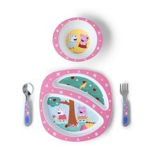 Toddler Dinnerware Set Peppa Pig Plate Bowl Utensils BPA Free 1 Count First Safe