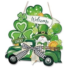 St. Patrick's Day Welcome Sign Wooden Hanging Decor Shamrock Farmhouse shamrock