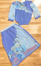 Leslie Fay Vtg Sweater Skirt Suit Set Size 8 Retro Cottagecore Business Feminine