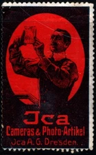 Vintage Germany Poster Stamp ICA Cameras And Photo Articles ICA A.G. Dresden