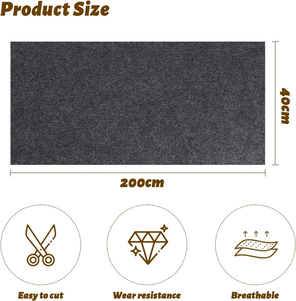 Tappeto Tiragraffi per Gatti 200 Cm X 40 Cm Autoadesivo Antigraffio Gatto Divano - Immagine 2 di 4