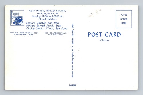 Ashland OH-Ohio Surrey Inn Restaurant Dining Vintage Postcard Standard Postal - Picture 2 of 2