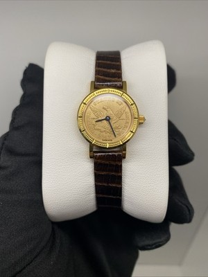 Solid 18K Yellow Corum $2.5 Gold Coin Woman's Watch Excellent Condition Full Set