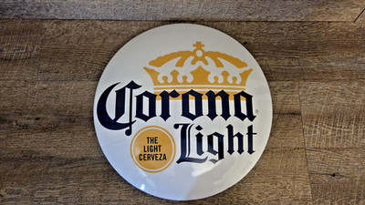 Corona Light Beveled Aluminum15 Inch Round Hanging Sign - Great for Man Cave/Bar
