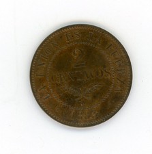 BOLIVIA 2 CENTAVOS 1883 A KM# 168 COOPER COIN AS SHOWN