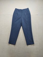 Nine West Women Dress Pants 8 Blue Tapered High Rise Stretch Flat Front Business