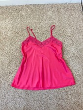 Womens Cute Pink Floral Lace Cami Slip Tank Top XL Fairy Coquette Romantic