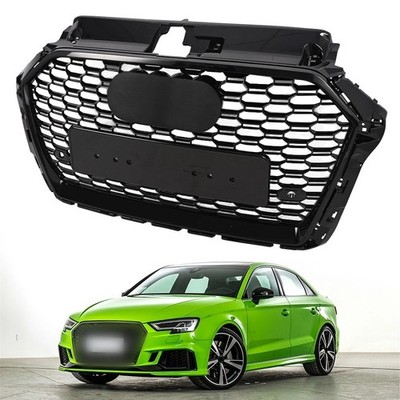 For Audi A3 S3 2017-2019 RS3 Style Grille Front Hood Henycomb Bumper Grill Black