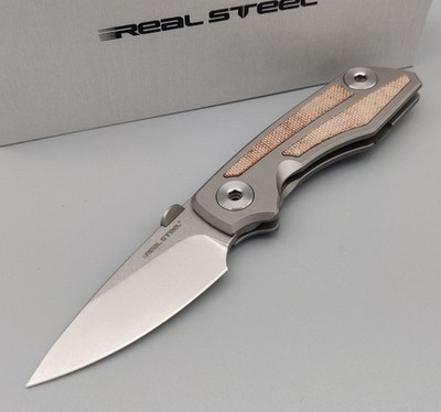 Real Steel Messer Delta 2600 Framelock TC4 Titan / Micarta Natural 