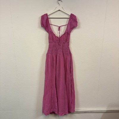 Free People Feeling Bonita Midi Dress In Pink Women s Size Small Cotton