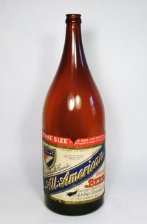 w ALL AMERICAN DRAUGHT BEER 1/2 GALLON HOME SIZE BEER BOTTLE Columbus NE 1933 36