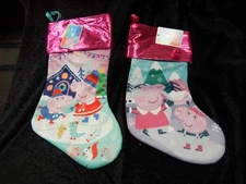 LOT OF 2 BRAND NEW PEPPA PIG CHRISTMAS STOCKINGS DECORATED  HOUSE FREE SHIP