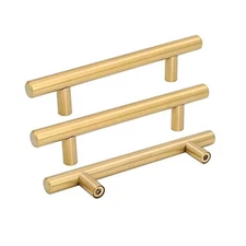Goldenwarm 25pcs Brushed Brass Kitchen Cabinet Hardware Handle 1/2" Diameter T B