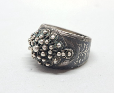 Vintage Antique Caucasian Filigree Silver Ring from the USSR