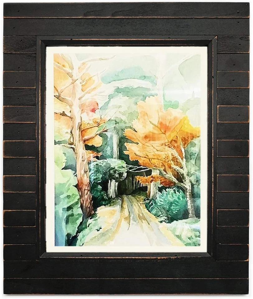 Marco de fotos negro envejecido rústico 11x14 con plexiglás - Pantalla versátil Foto 3 de 4