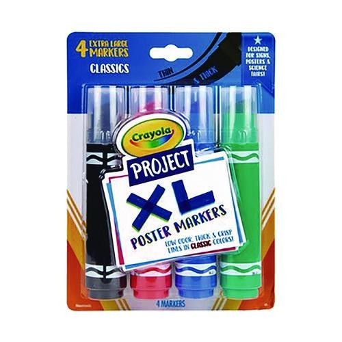 Crayola XL Poster Markers, Thin/Thick Chisel Tip, Assorted C