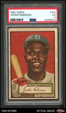 1952 Topps #312 Jackie Robinson Dodgers DOUBLE-PRINT HOF PSA 3 - VG