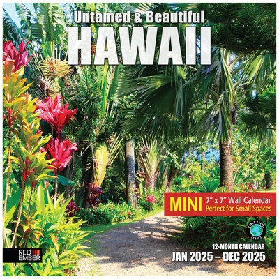 RED EMBER Untamed & Beautiful Hawaii Mini 2025 Wall Calendar 12 Month | 7'' x ...