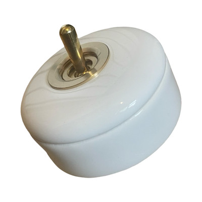 Reinweiß Porzellan Keramik Einweg DOLLY SWITCH Vintage Kippschalter