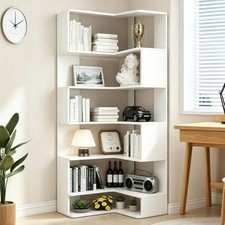 Corner Bookshelf, 6 Tier Corner Bookcase Tall,78.7" L Shaped Bookshelf,