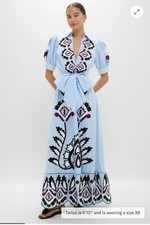 Farm Rio Blue Artisanal Short Sleeve Maxi Dress - Retail $410 💙 NWT