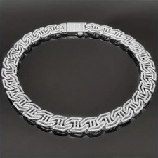 60cm Silver Luxury Cuban Chain Hip Hop H Diamond Cut Bling Men Women Ice Out Nec