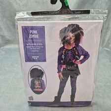 Zombie Punk Halloween Costume AMSCAN Girls Medium 8-10 2 Piece Pink Purple Black