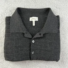 Brioni Polo Mens XL 56 Gray Cashmere Silk Diamond Jacquard Quiet Luxury Italy