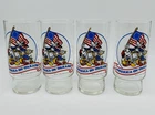 4 Disney America On Parade Tumbler Glasses Mickey Goofy Donald Coca Cola Vintage
