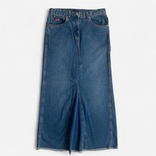 Vintage Reworked Denim Embroidered Maxi Skirt