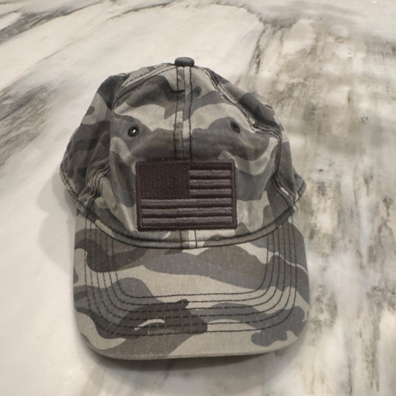 Sports Outdoors Camouflage Ball Cap American Flag Patch Gray Black